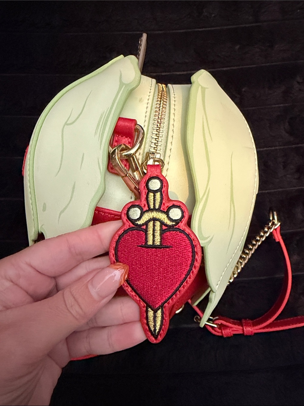 Loungefly Red Apple Crossbody Bag with Cream Drip - Picture 3 of 4